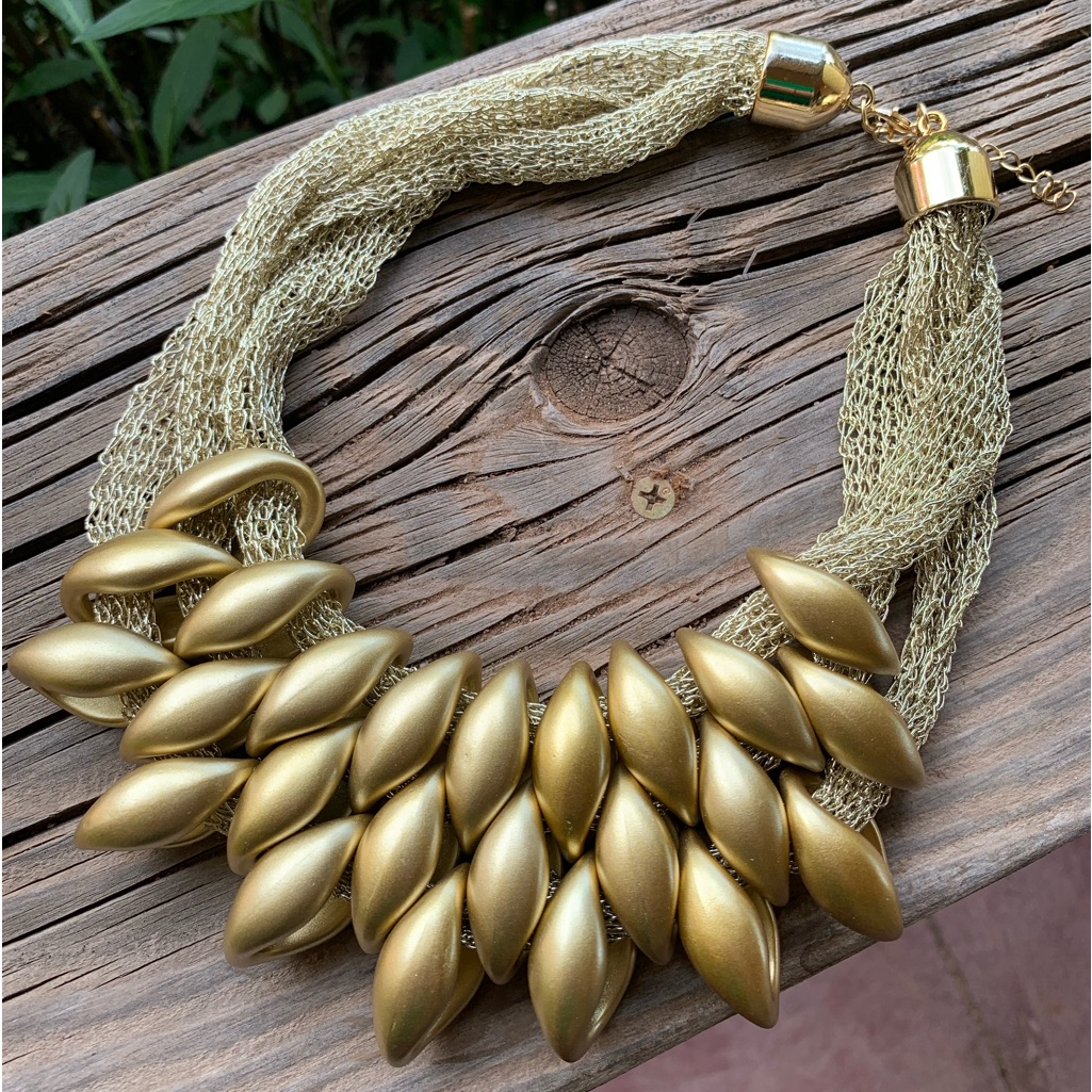 Gold Mesh Statement Necklace Last One